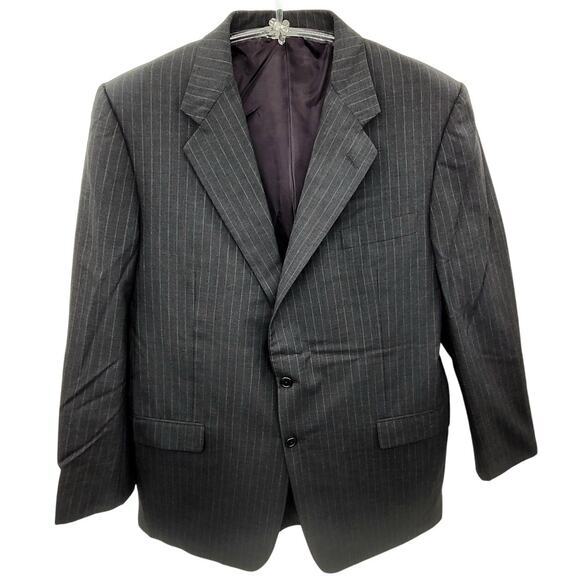 Barneys New York Gray Pin Stripe Two Button Single Breasted Men's‎ Suit Jacket